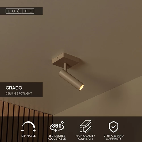Lucide GRADO - Ceiling spotlight - 1xGU10 (MR11) - Taupe - USP